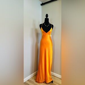 Alice + Olivia Orange Spaghetti Strap Slip Dress